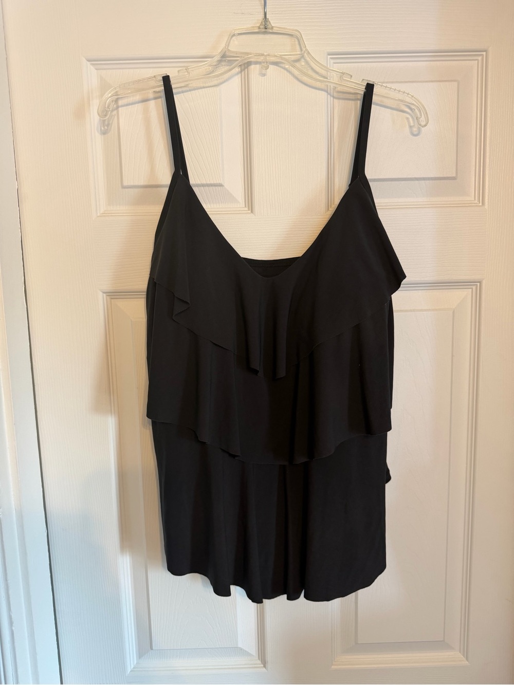 Aqua Blue Tye Dye & Black Tiered Ruffle Tankini Tops